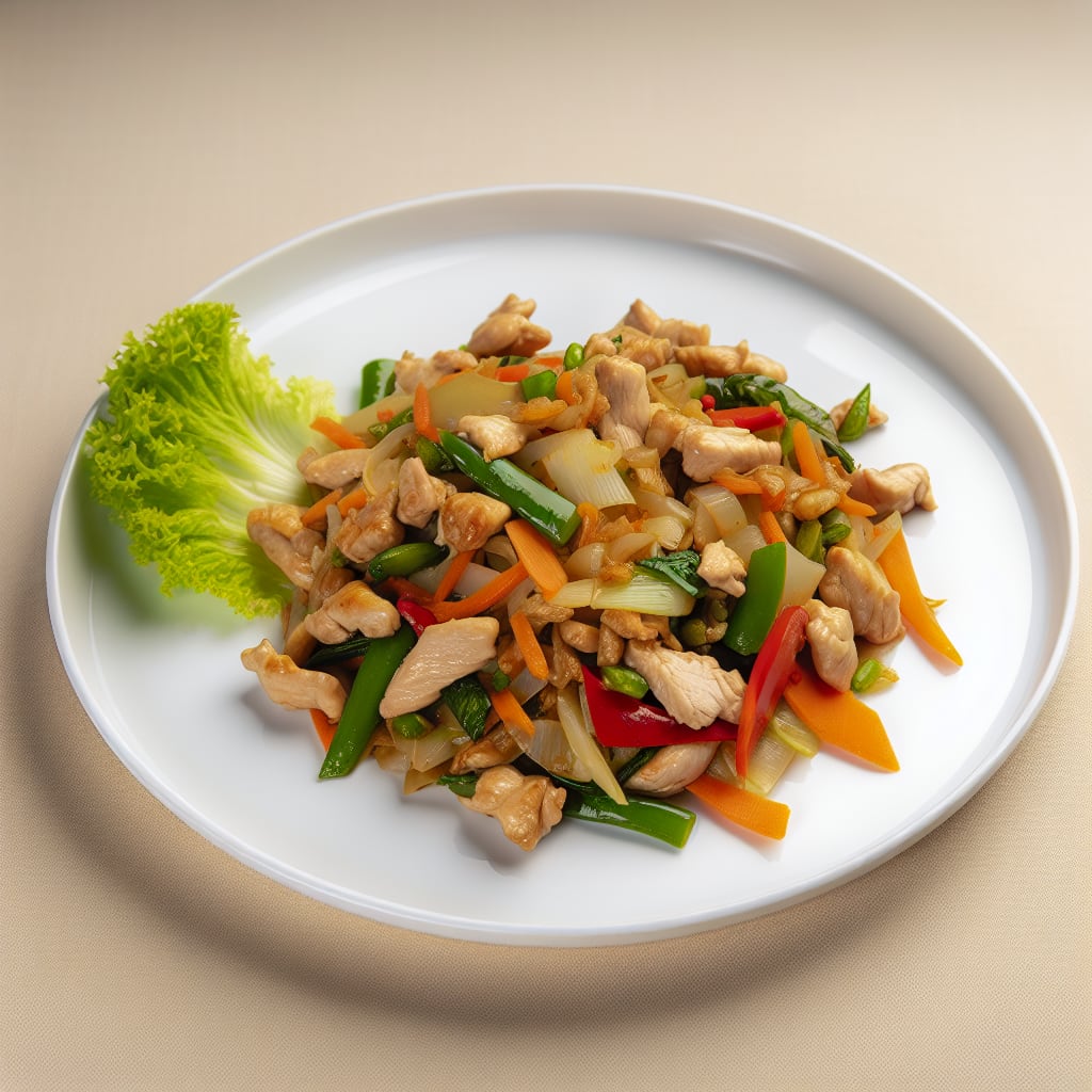 Pollo salteado con verduras