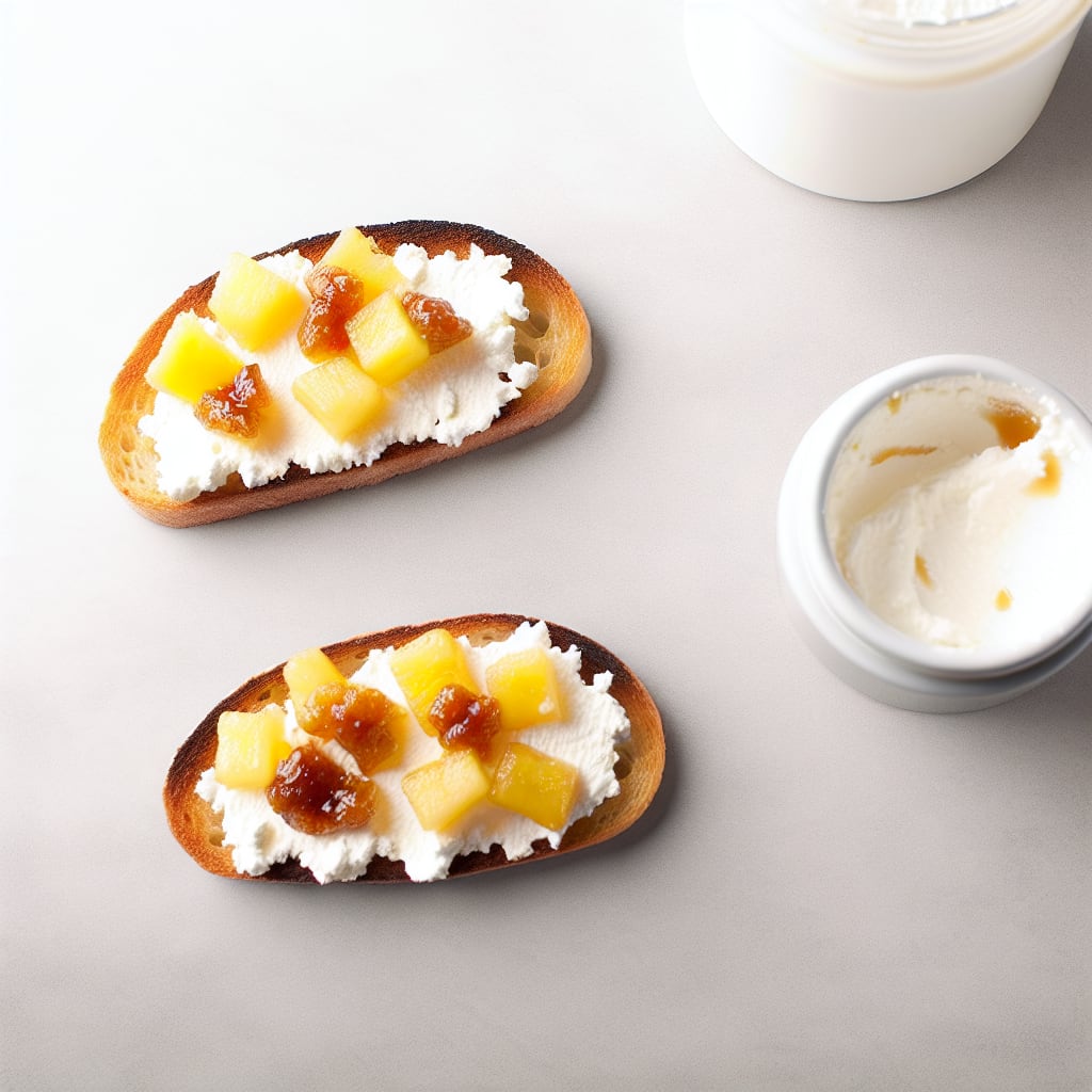 Tostadas dulces de ricota y ananá caramelizada