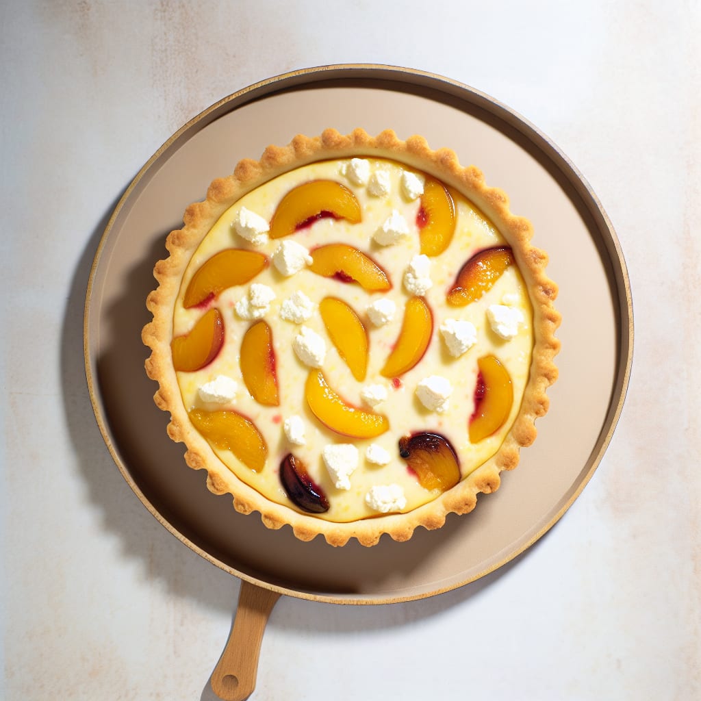 Tarta dulce de ricota y duraznos