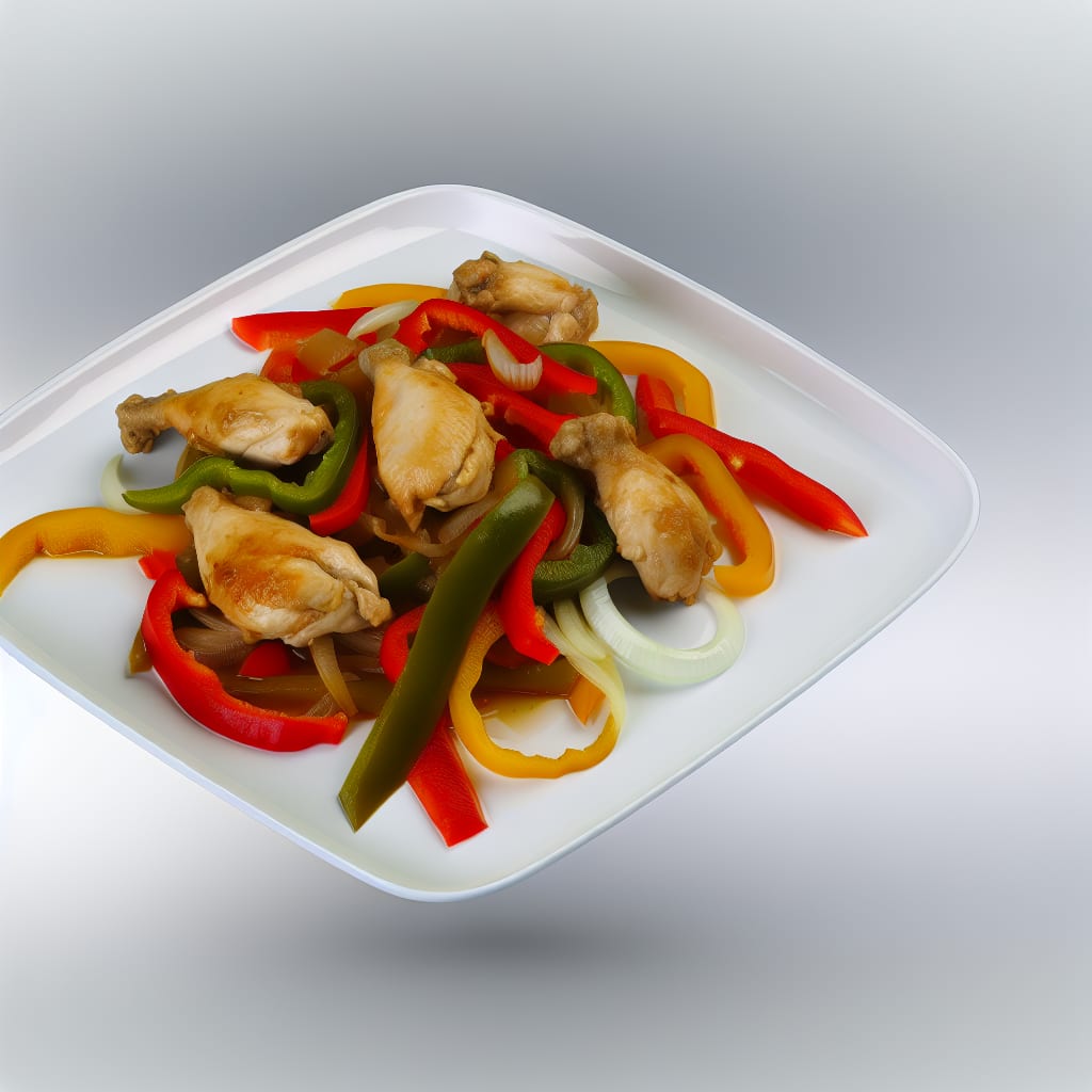 Pollo con Morrón y Cebolla