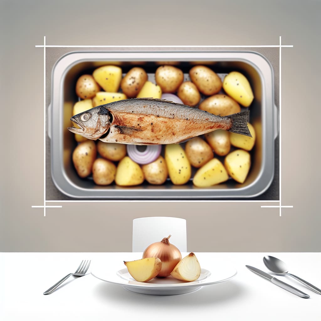 Pescado al Horno con Papas y Cebolla