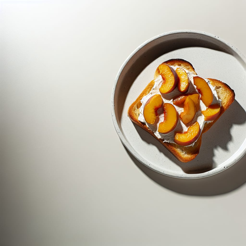 Tostadas crocantes con duraznos asados y queso crema
