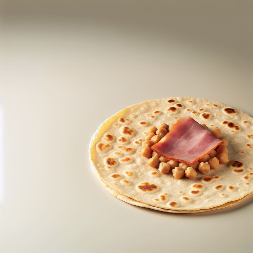 Tortilla de harina de garbanzos y jamón
