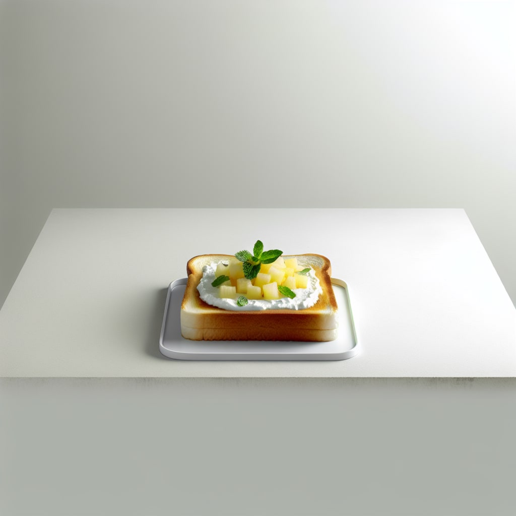 Tostadas dulces de pan de molde con ricota, ananá y menta