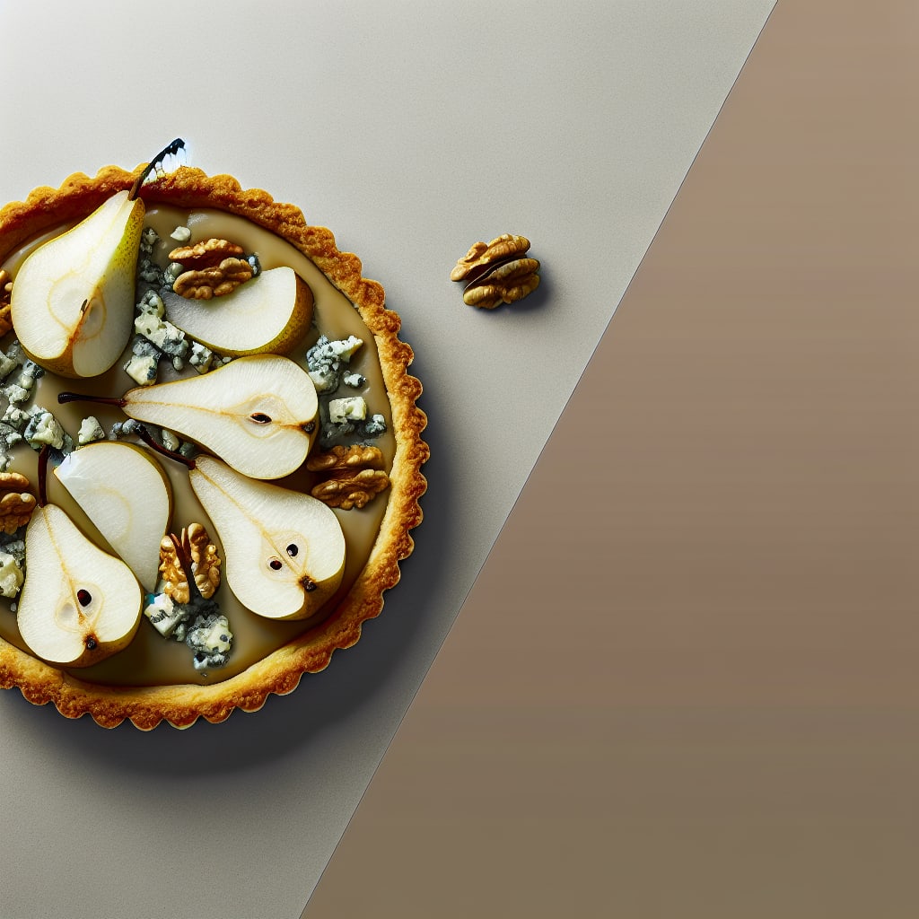 Tarta de pera y queso azul con nueces