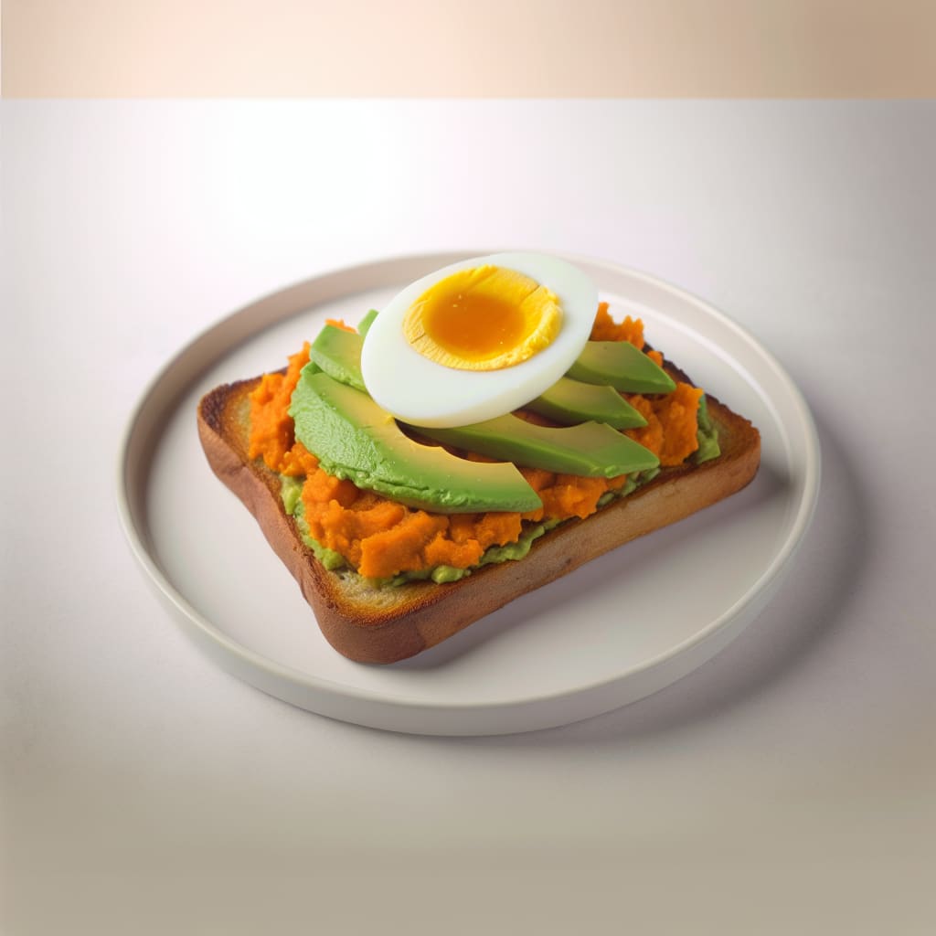 Tostadas saladas de batata con palta y huevo duro