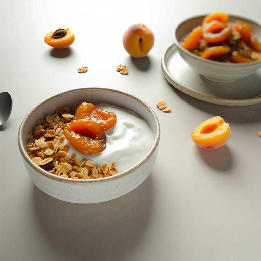 Bowl de yogur con damascos asados y granola casera