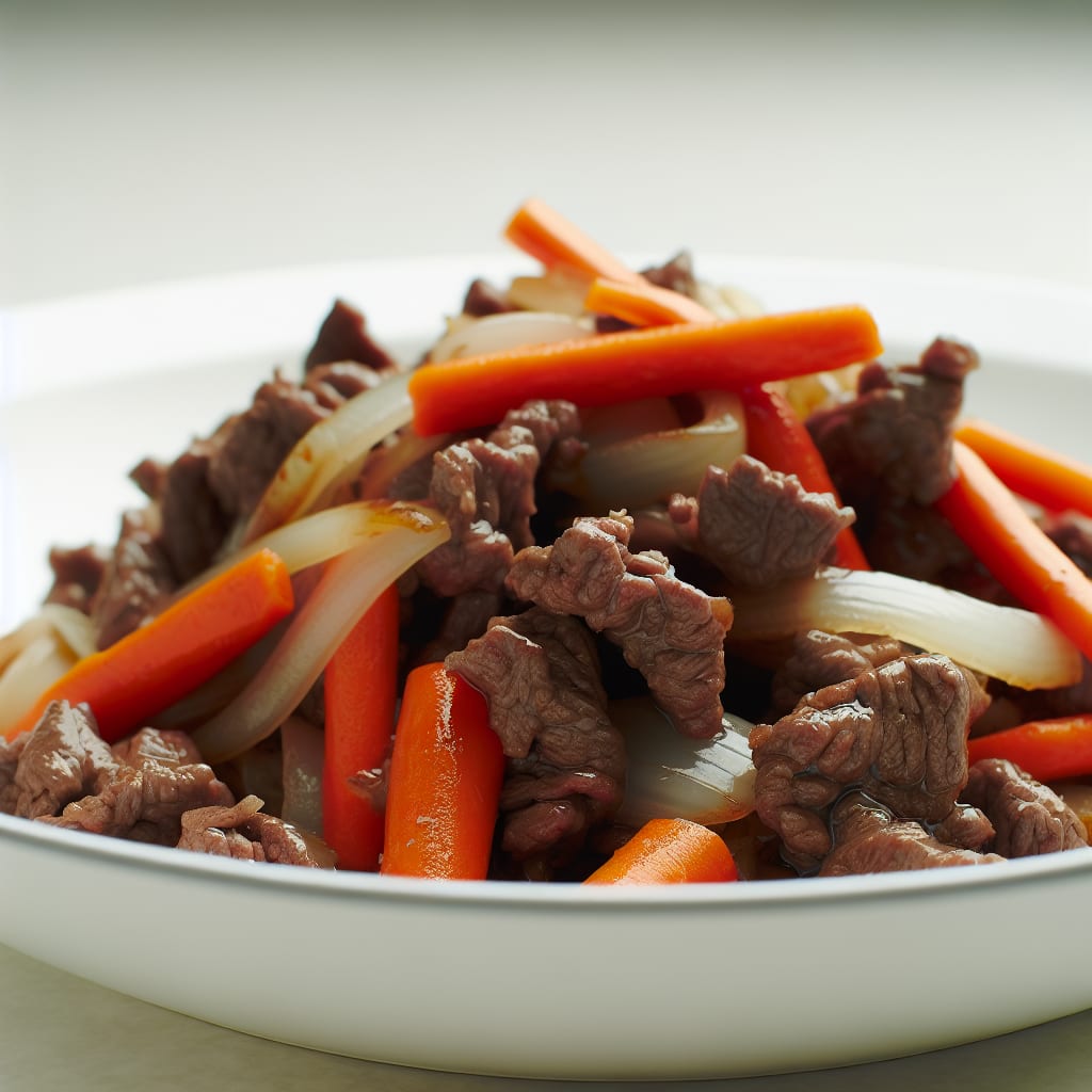 Saltado de Carne con Zanahoria y Cebolla