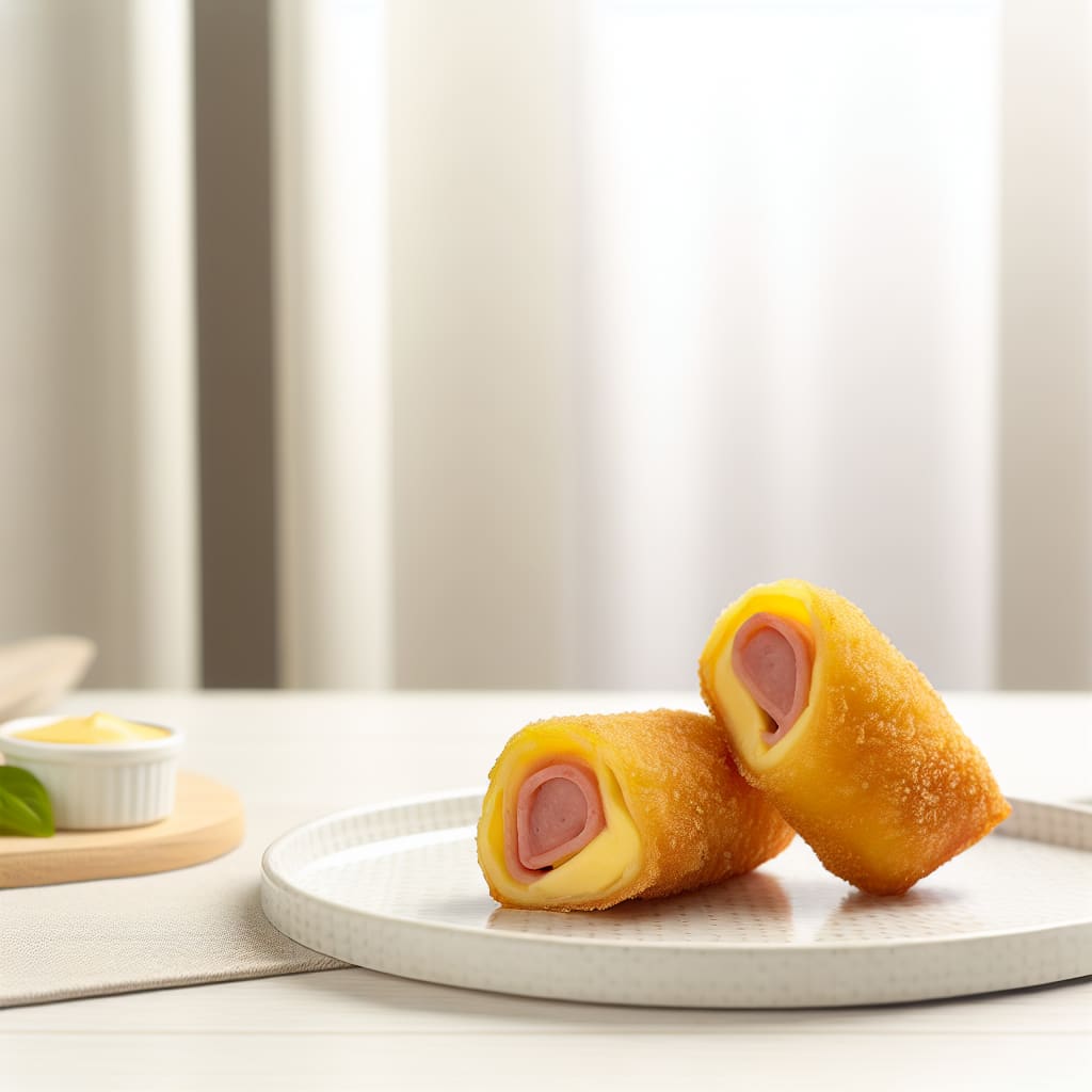 Rollitos de jamón y queso fritos