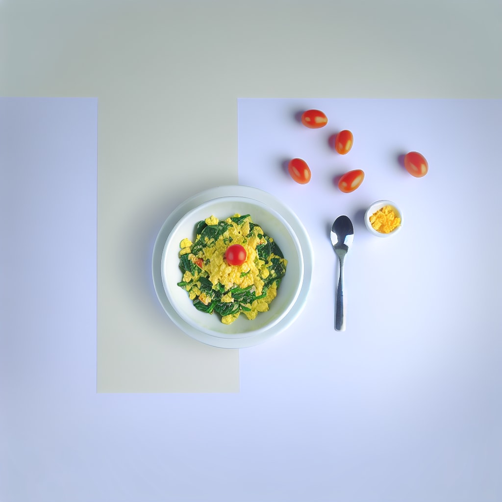 Huevos revueltos con espinacas y tomate