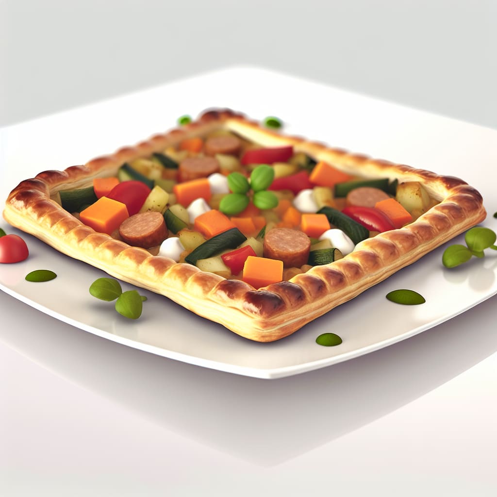 Tarta Hojaldrada de Verduras y Chorizo