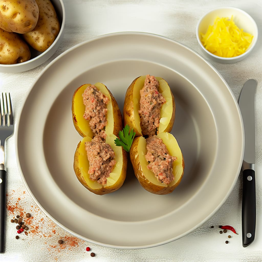 Papas rellenas de carne picada