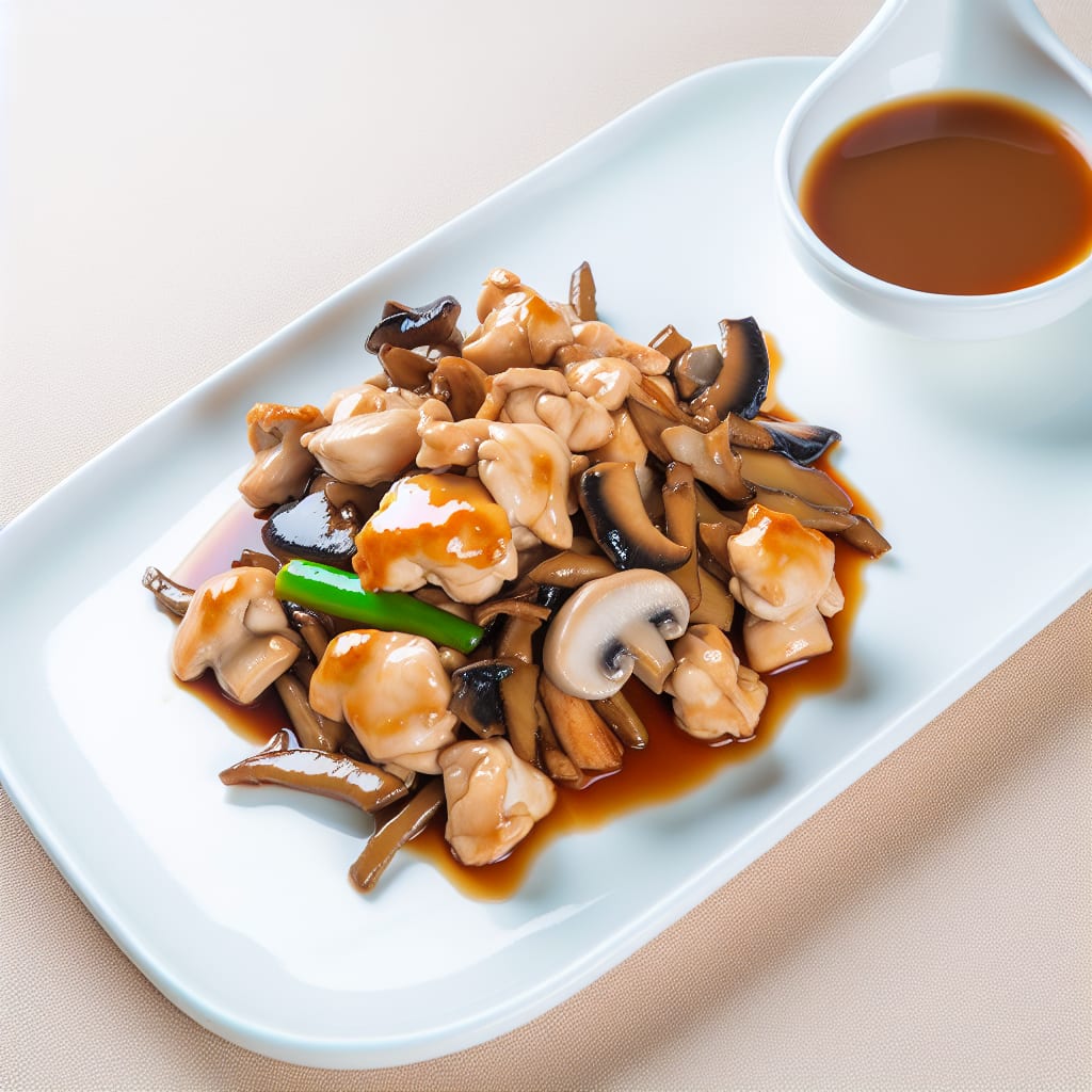 Salteado de Pollo con Champiñones y Salsa de Ostras