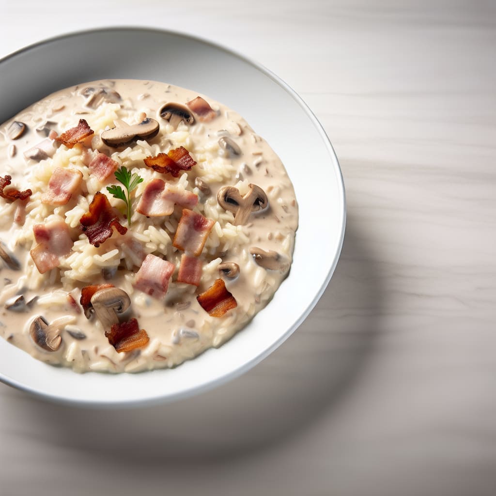 Arroz Cremoso con Champiñones y Beicon