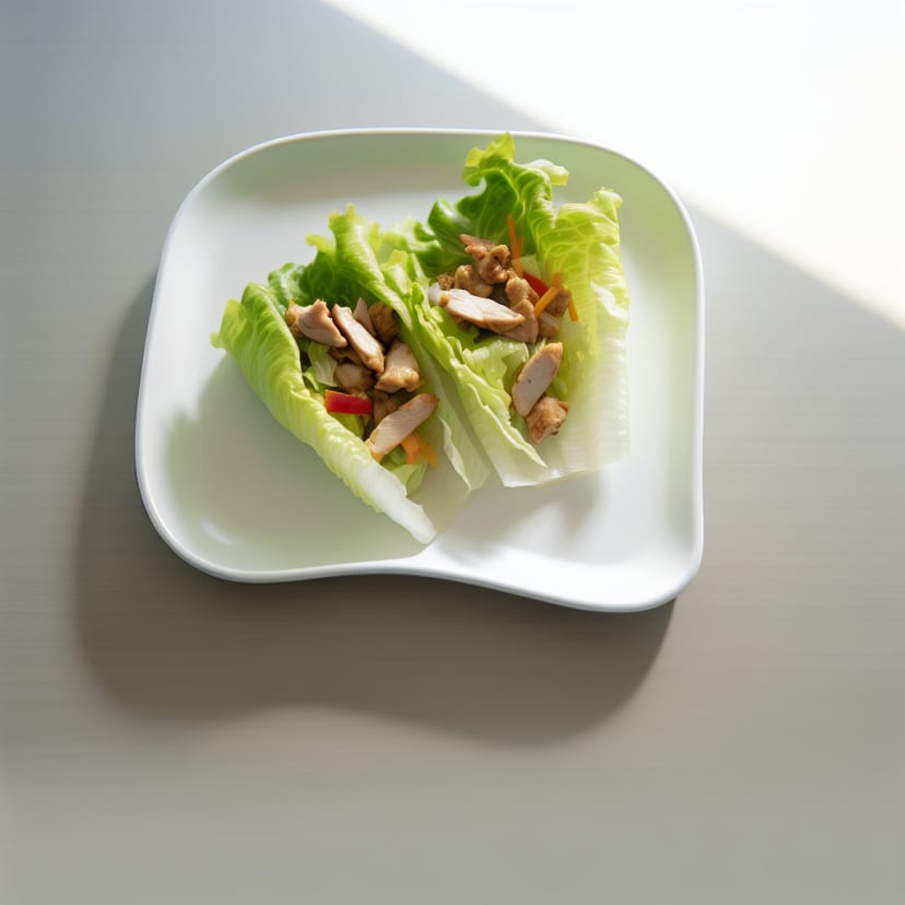 Wraps de lechuga con pollo y vegetales