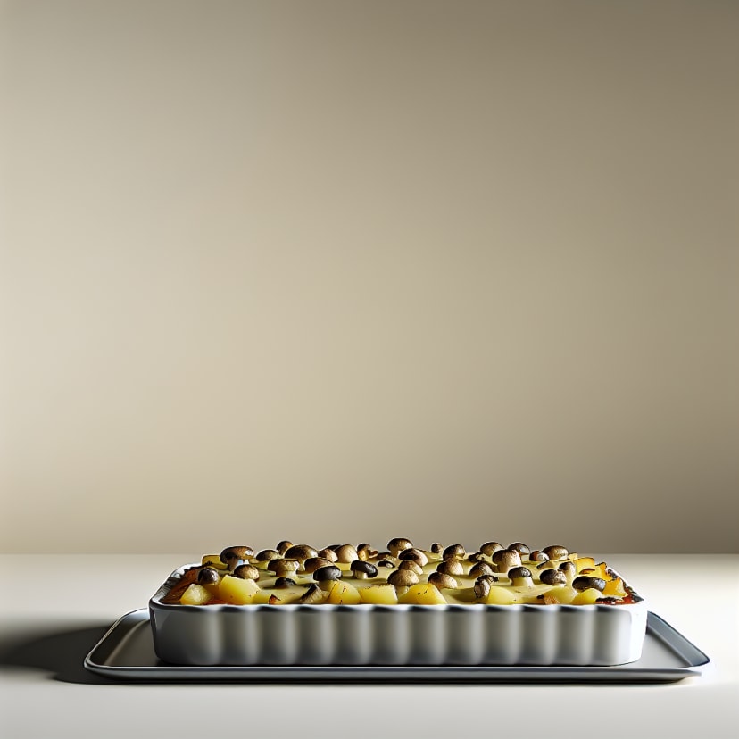 Cazuela de hongos y papas al horno