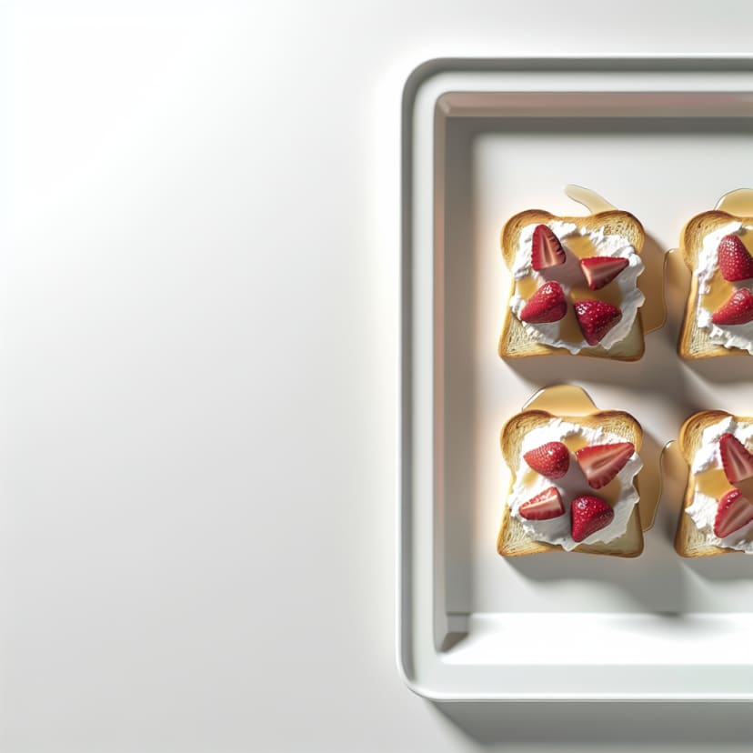 Tostadas dulces con ricota, frutillas y miel