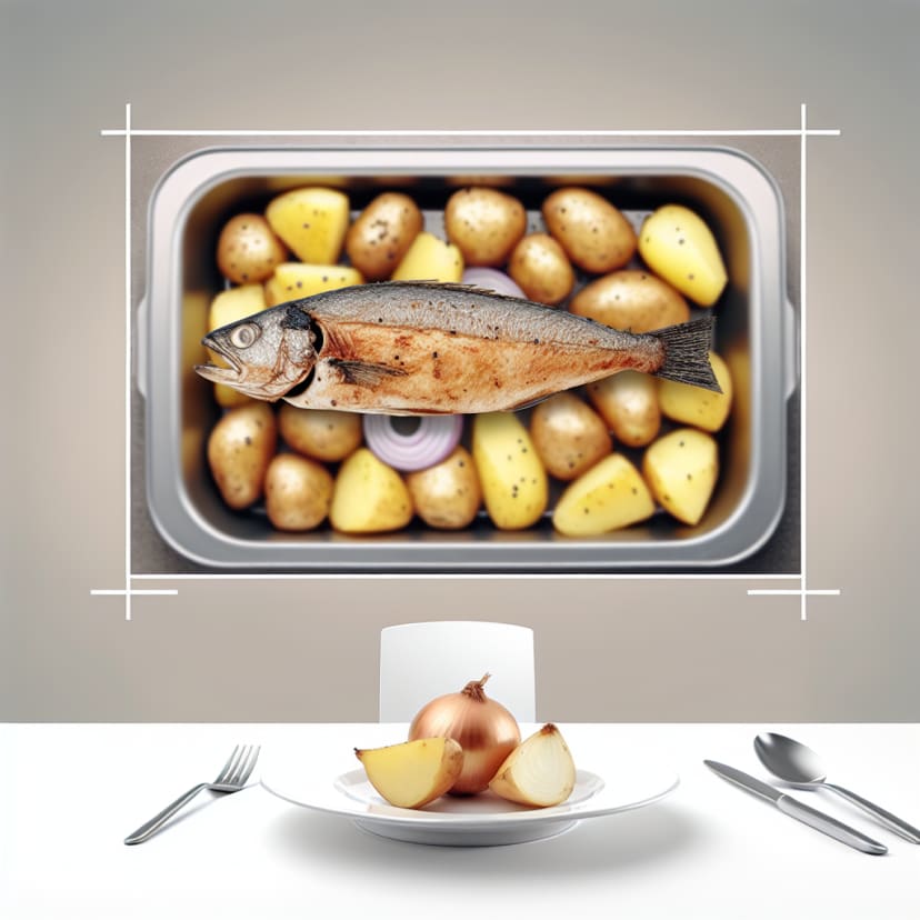 Pescado al Horno con Papas y Cebolla