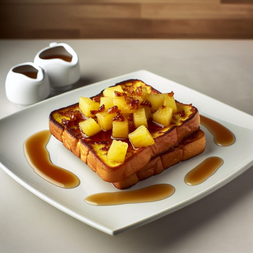 Tostadas francesas dulces con ananá caramelizada