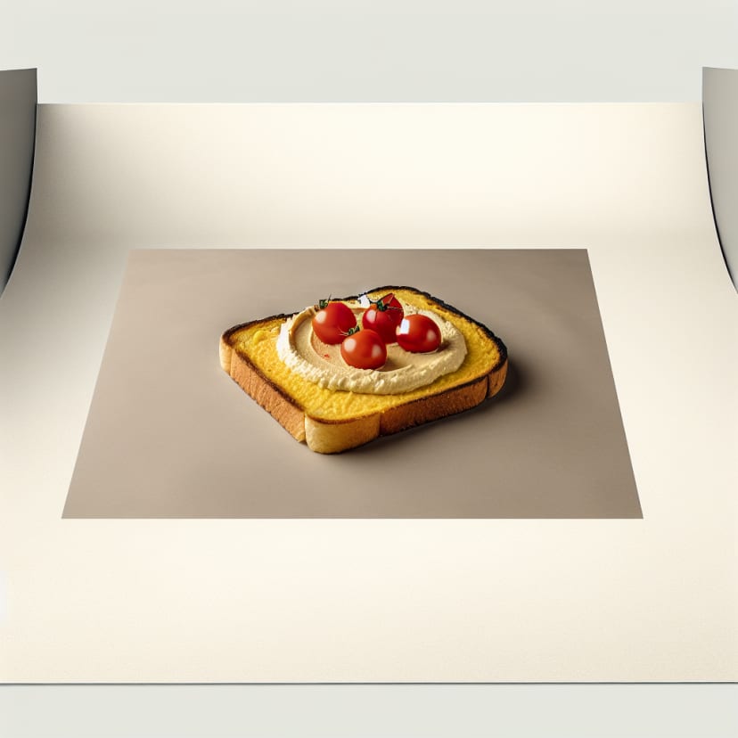 Tostaditas de polenta con hummus y tomates cherry