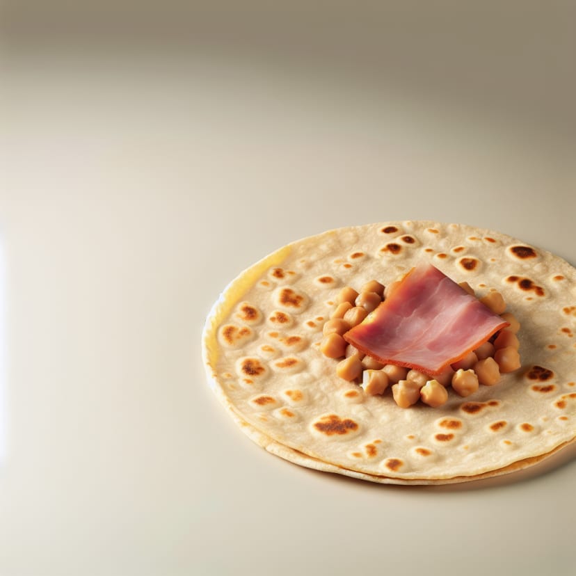 Tortilla de harina de garbanzos y jamón