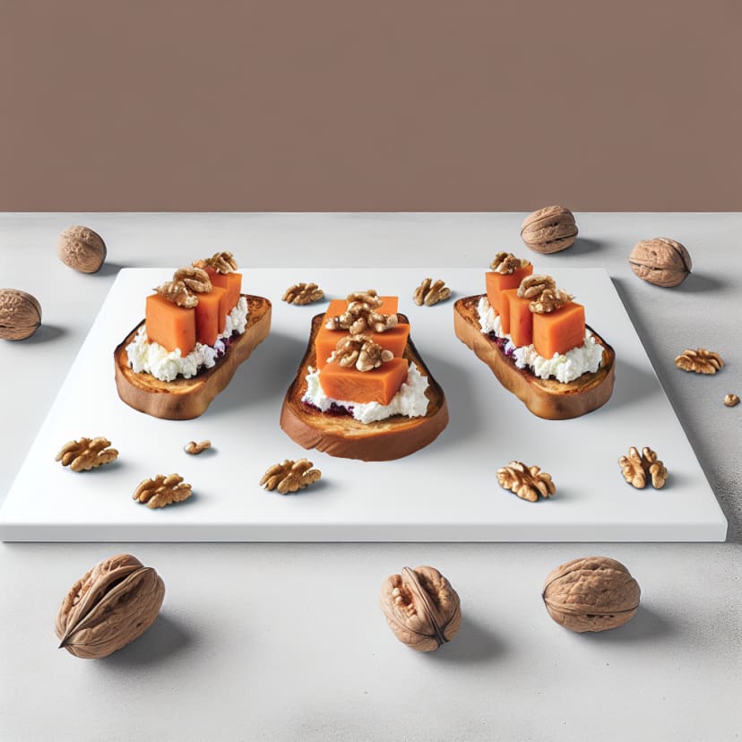 Tostaditas dulces de batata y ricota con nueces
