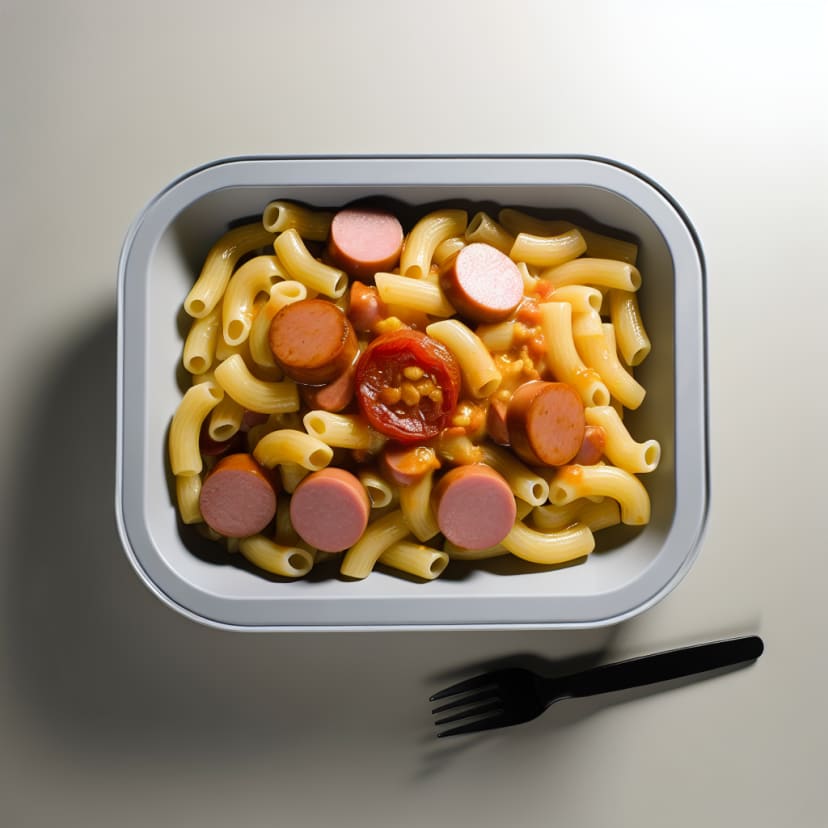 Macarrones con Salchichas y Tomate Frito