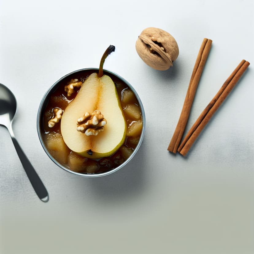 Compota de peras con canela y nueces