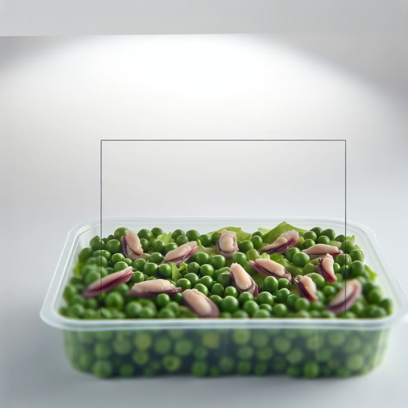 Ensalada fresca de guisantes y mejillones escabeche