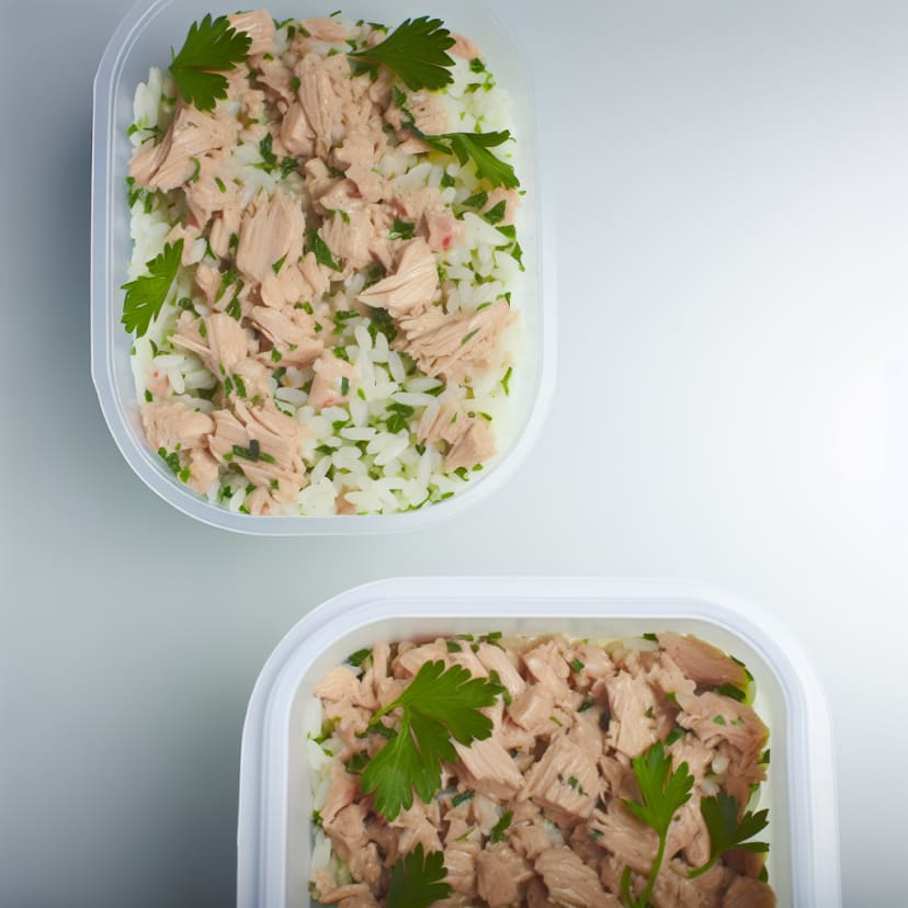 Ensalada de arroz con atún y perejil