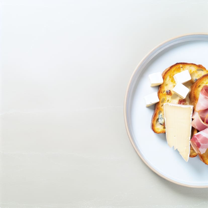 Tostadas francesas saladas con jamón crudo y queso brie
