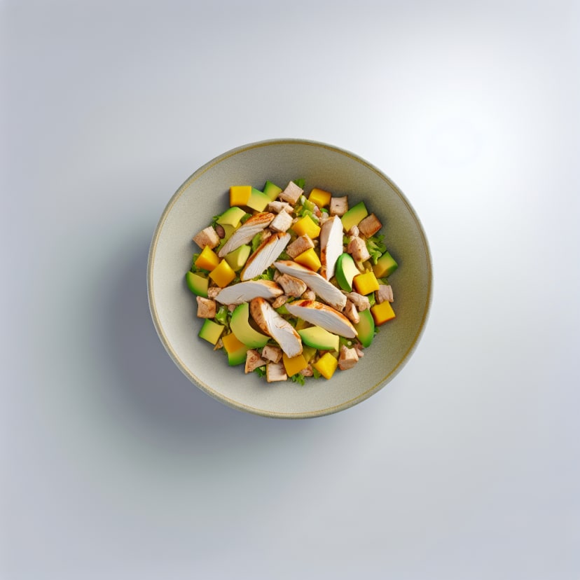 Ensalada tropical de pollo, mango y aguacate