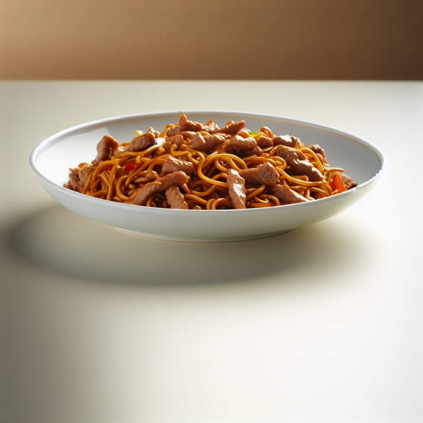 Salteado de Carne y Fideos