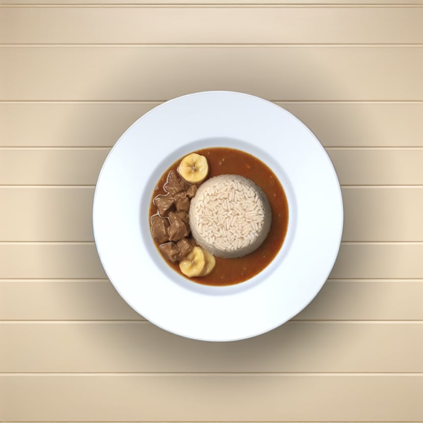 Guiso de Carne y Arroz con Plátanos