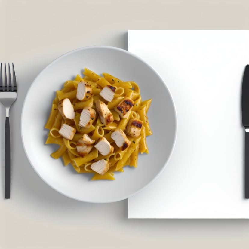 Pasta con Pollo y Salsa de Mostaza