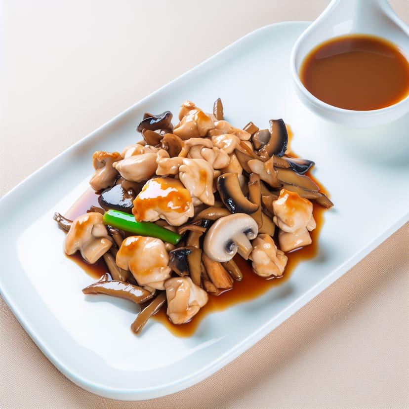 Salteado de Pollo con Champiñones y Salsa de Ostras