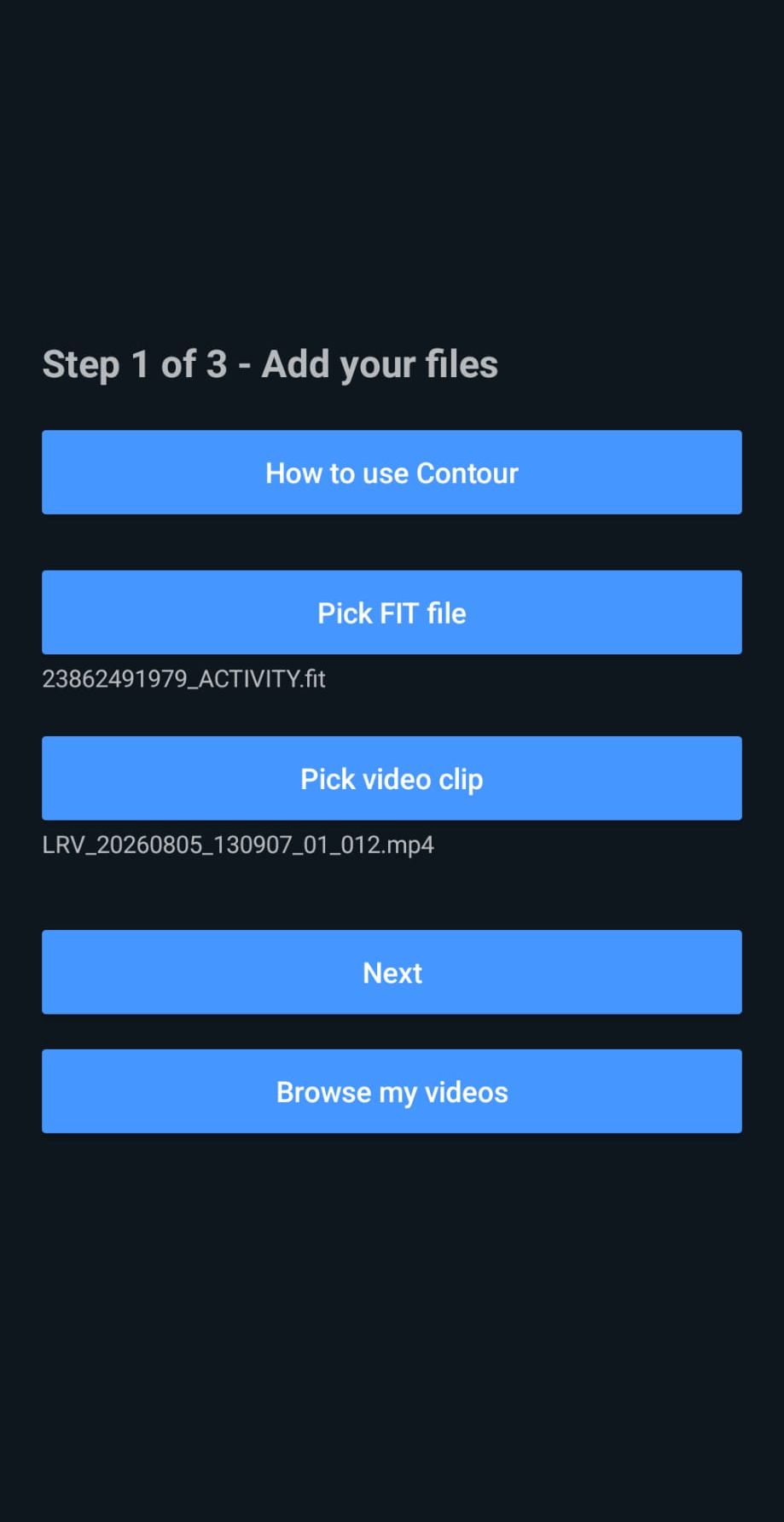 Contour app screen