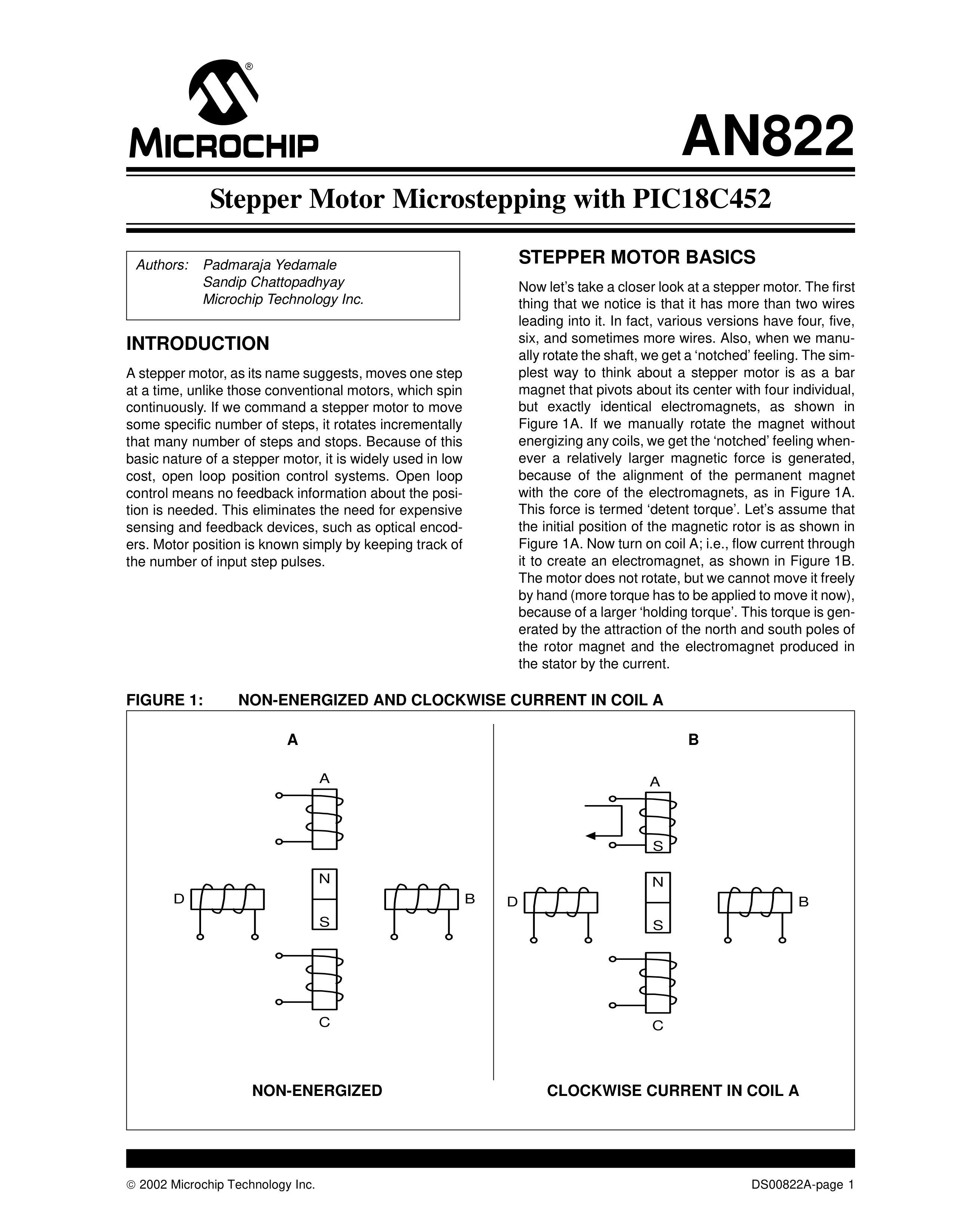 AN0822 stepper motor microstepping with PIC18C452