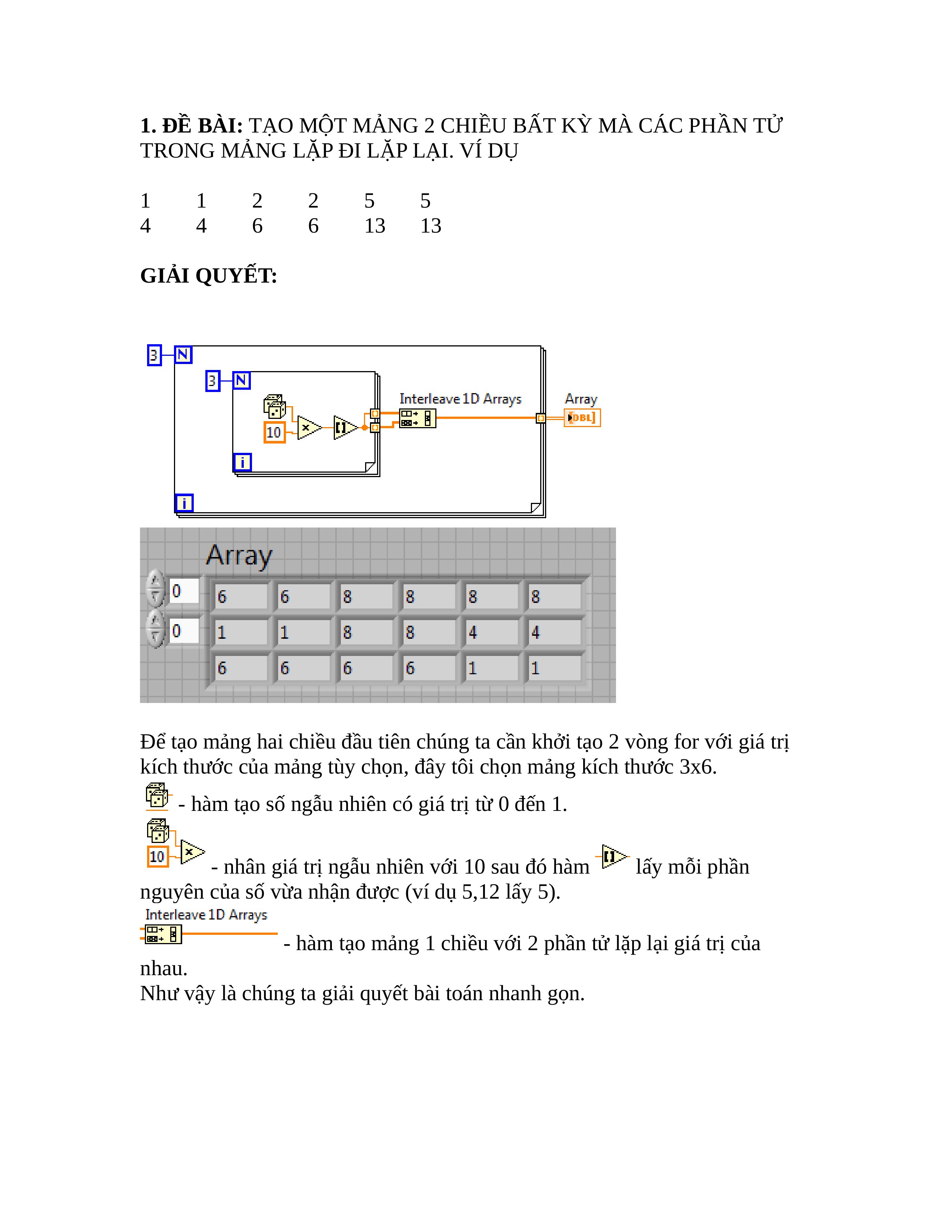 Bài tập mảng trong lập trình Labview