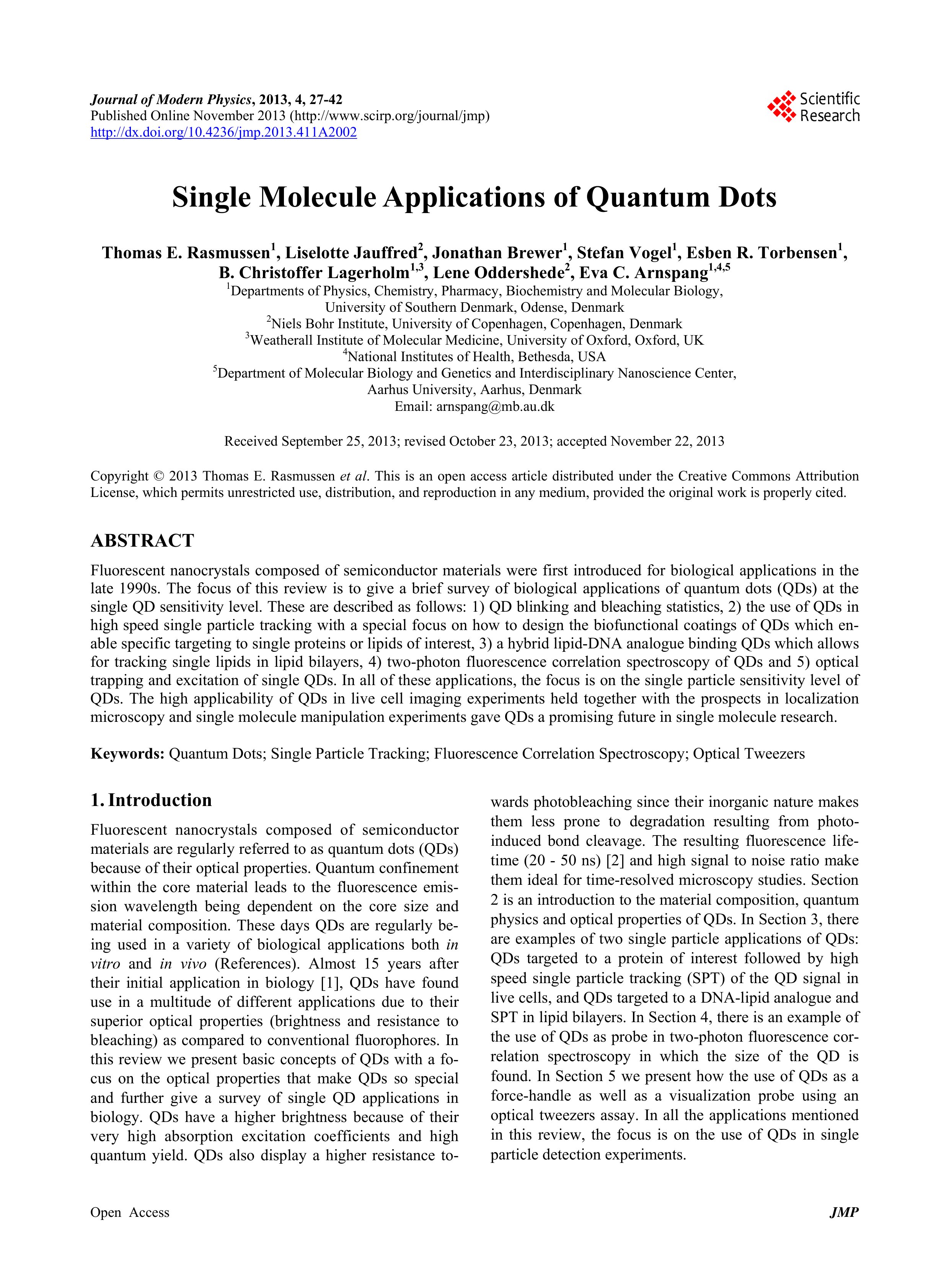 single molecule applications of quantum dots