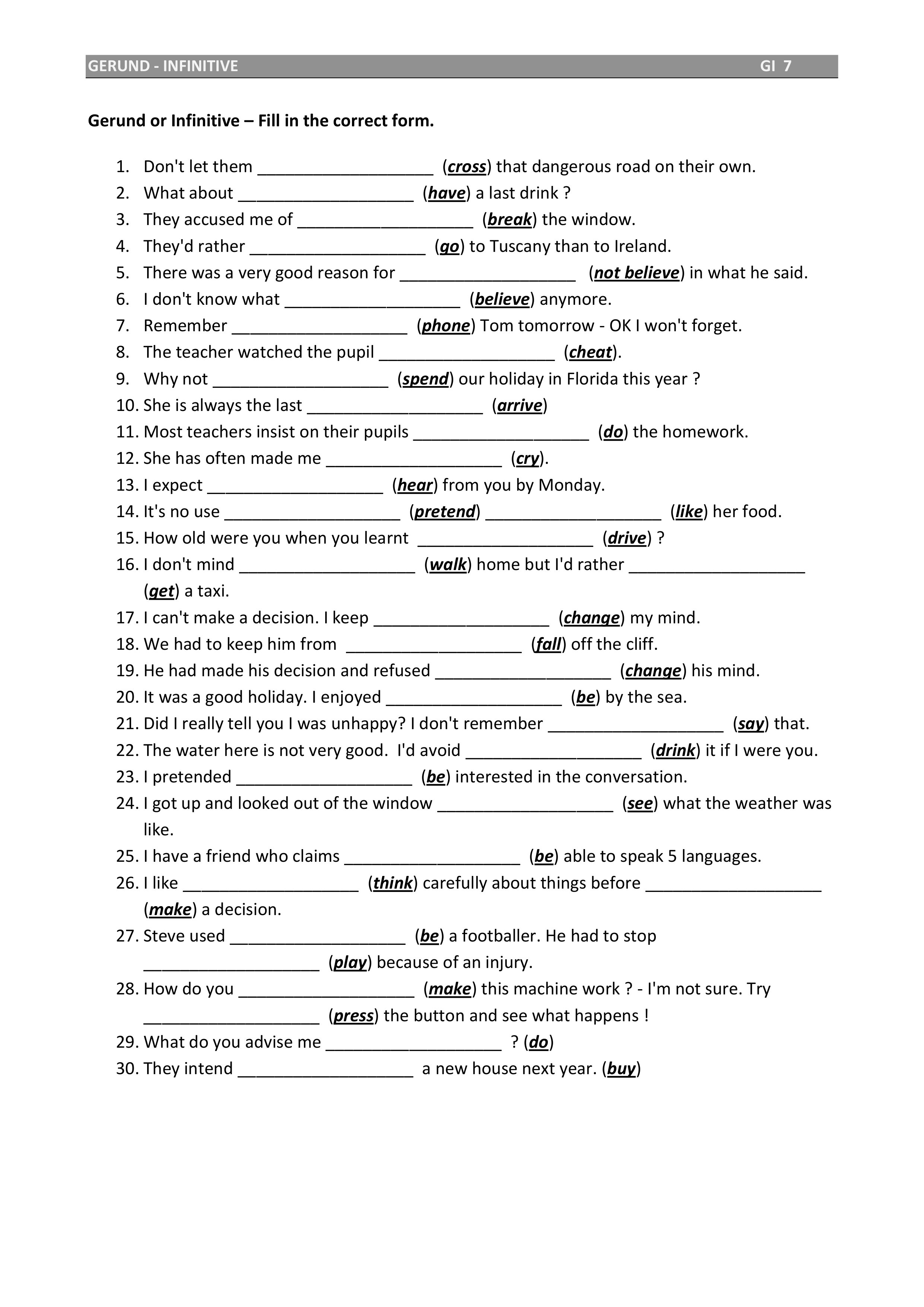 GI002   gerund or infinitive   fill in the correct form 7