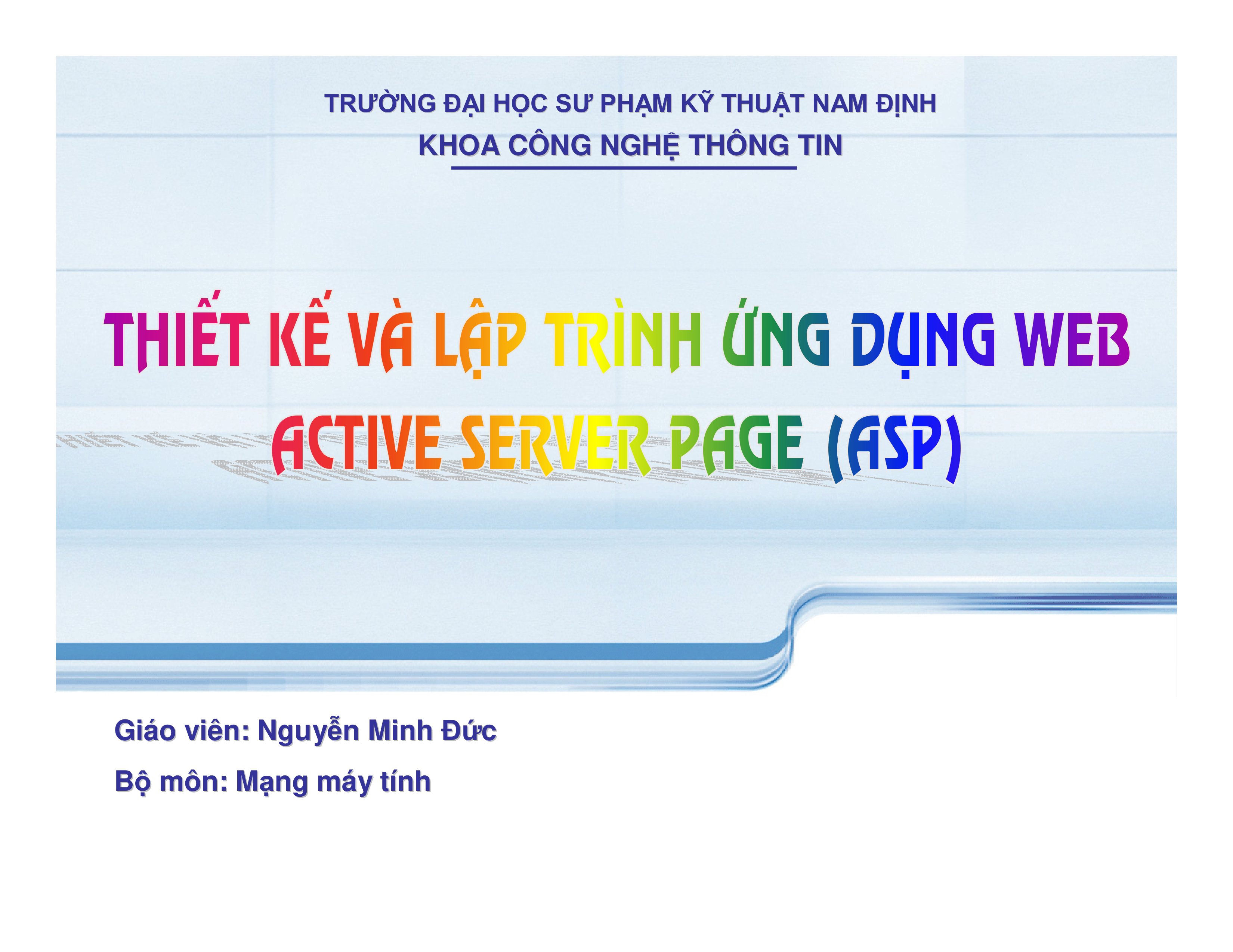 Slide bài giảng lập trình Web ASP