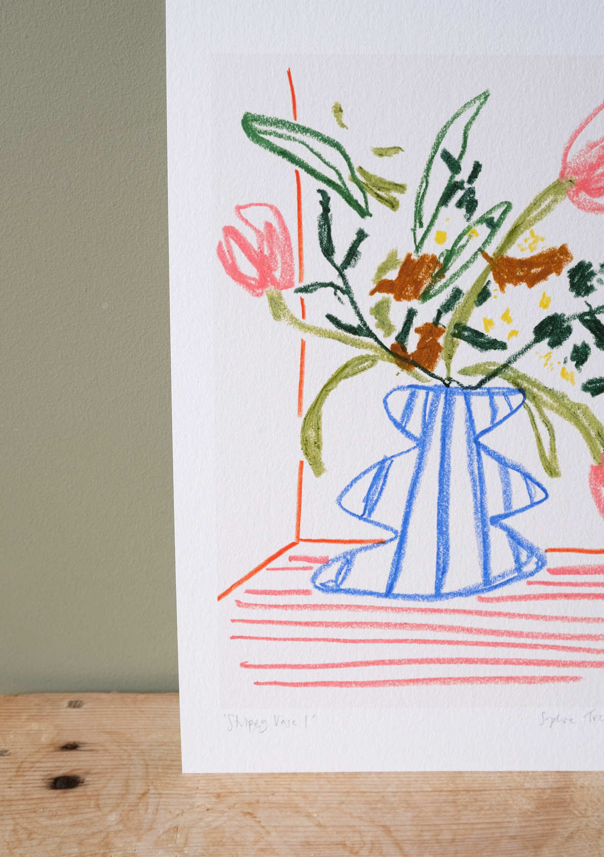 Stripey Vase I botanical art print