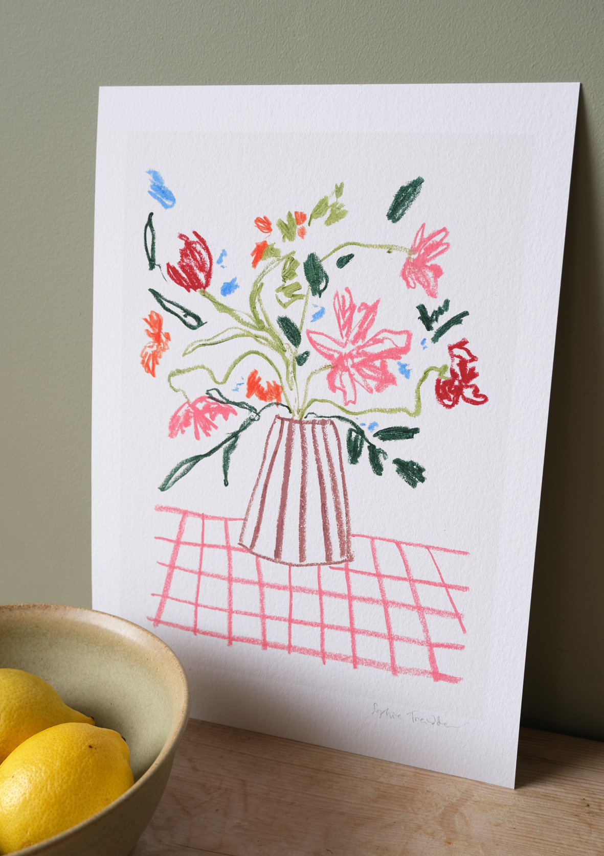 Stripey Vase III botanical art print