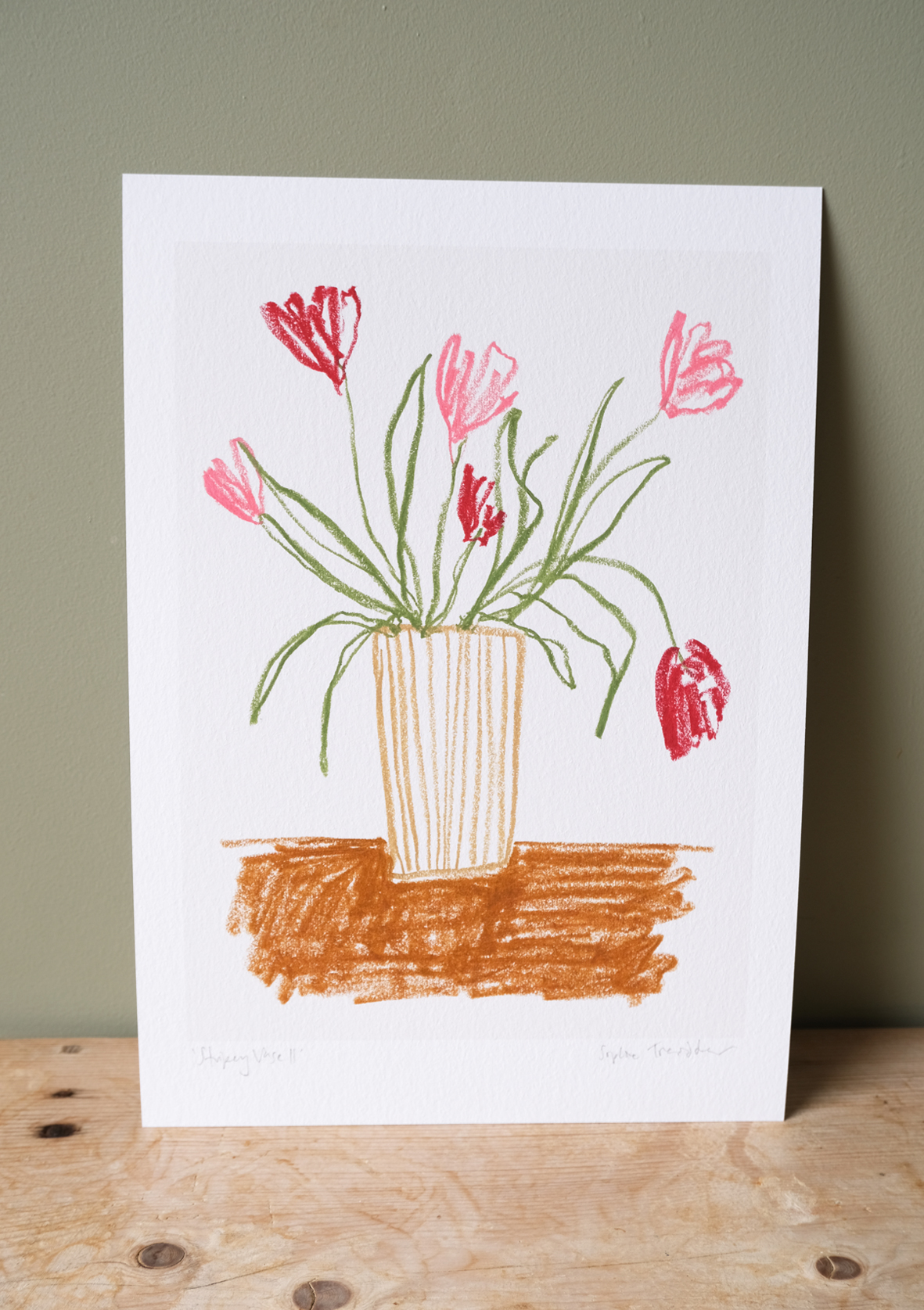 Stripey Vase II botanical art print