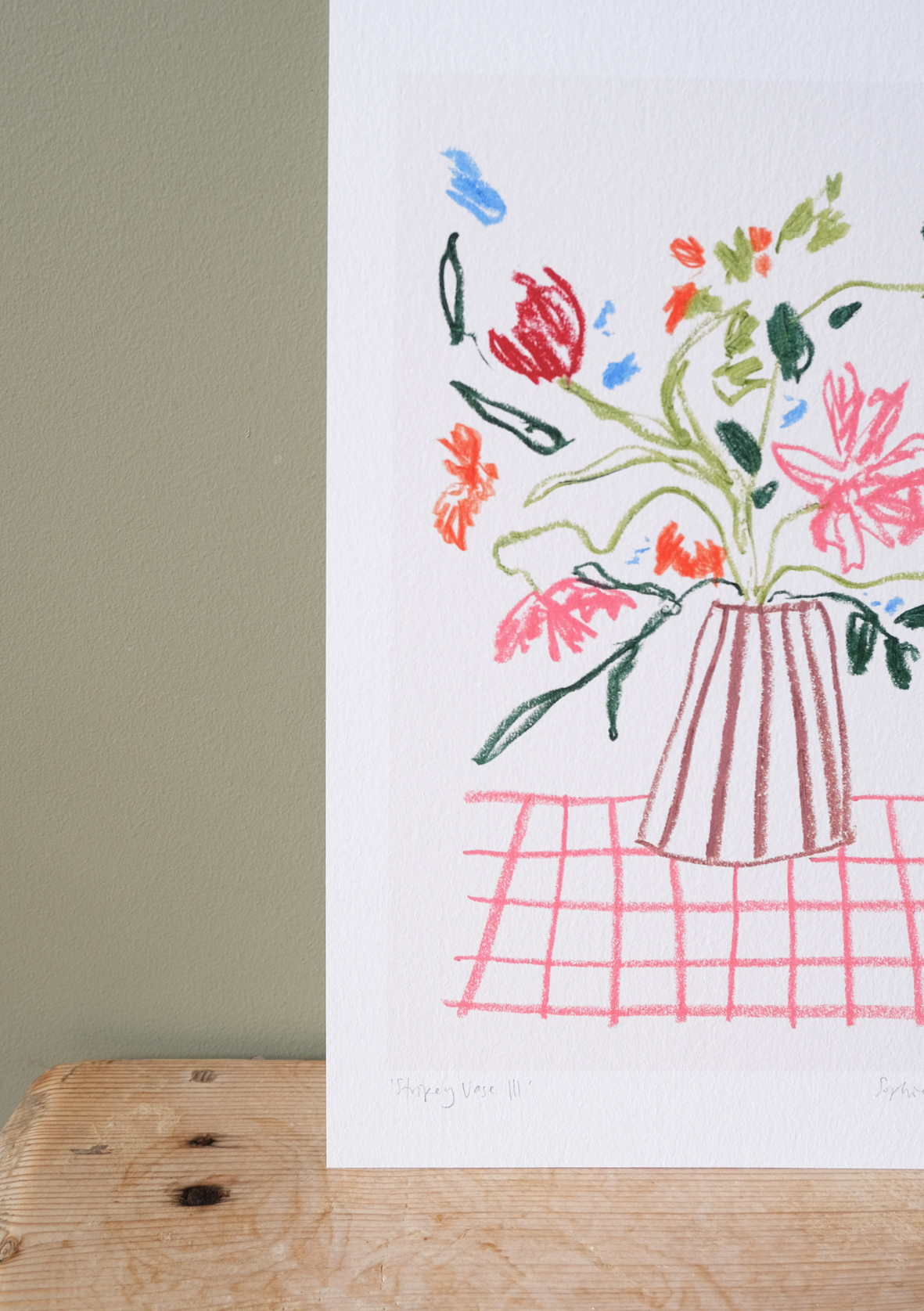 Stripey Vase III botanical art print