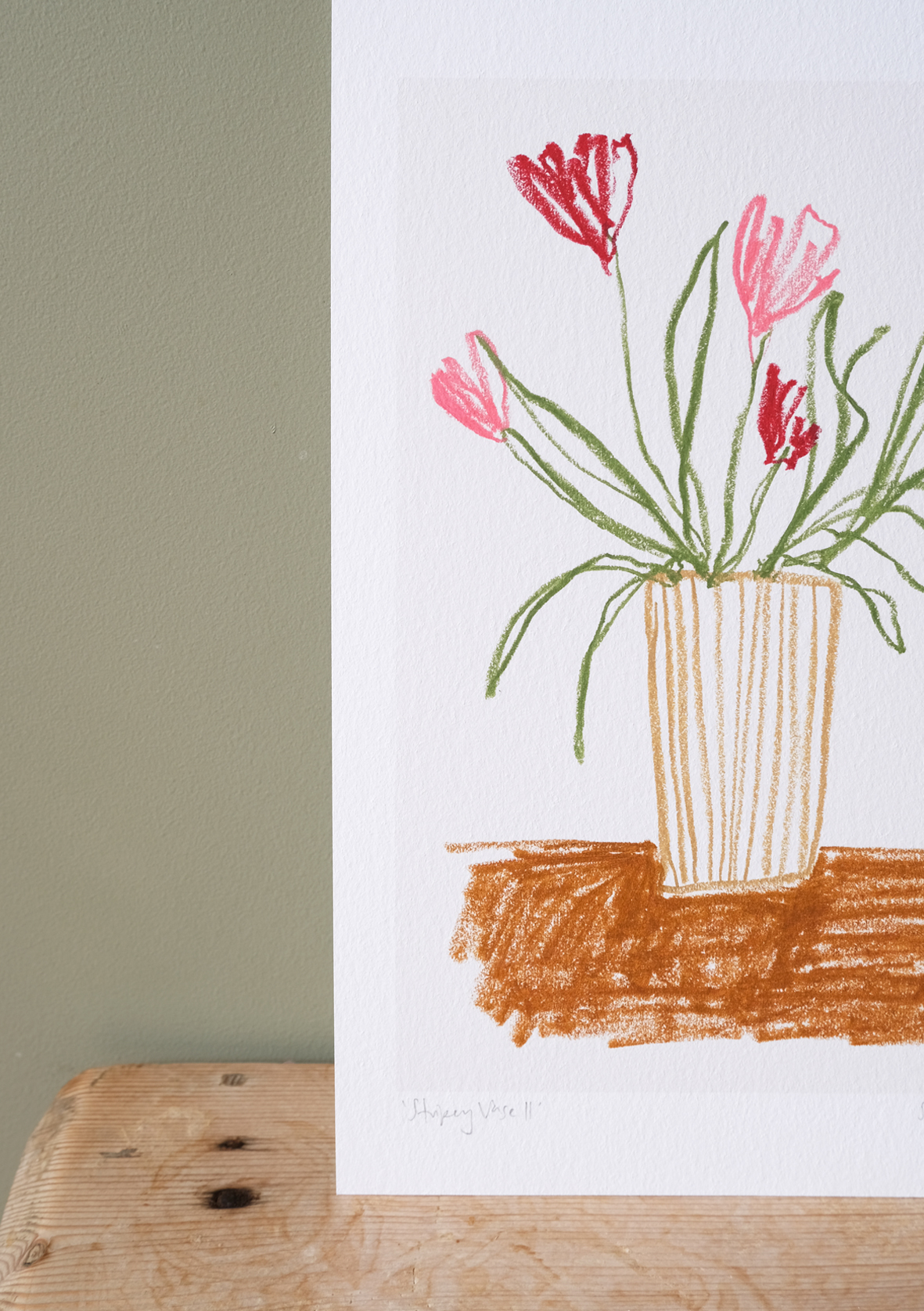 Stripey Vase II botanical art print