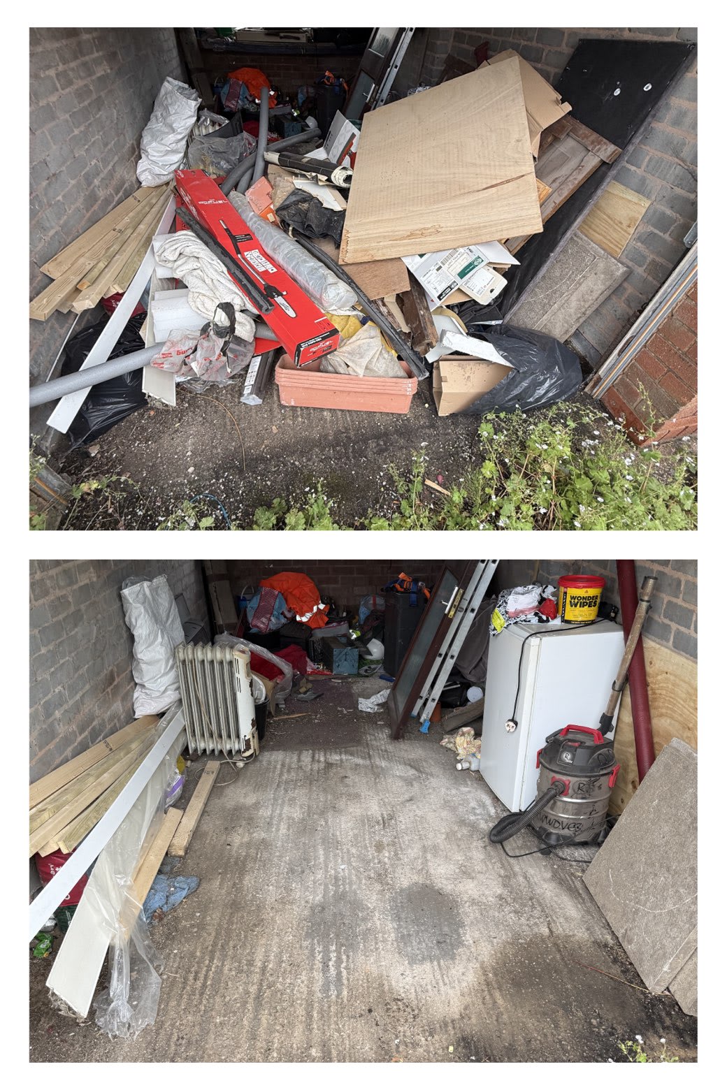 Garage clearance before and after