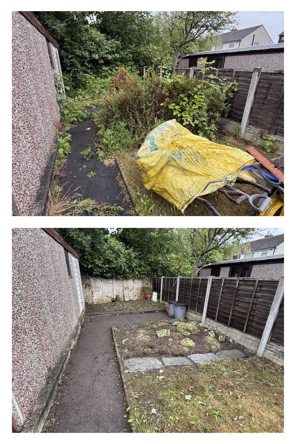 Overgrown garden clearance before and after