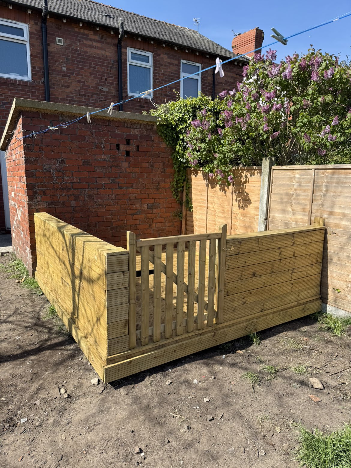 Garden after clearance with new decking installed